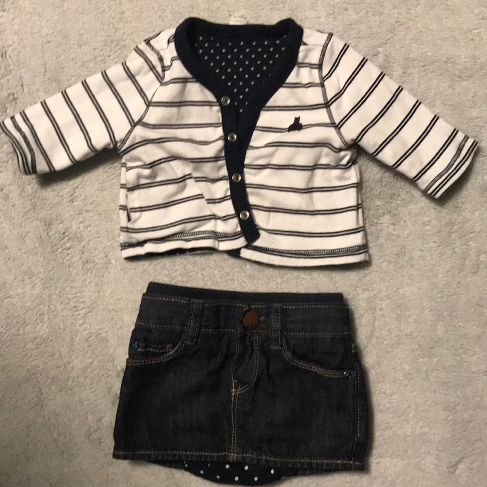 Baby gap cute set denim with reversible sweater